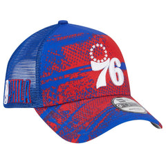 Philadelphia 76ers Tip Off A-Frame Trucker 9FORTY Adjustable Hat Royal/Red | New Era online