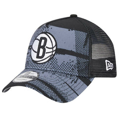 Brooklyn Nets Tip Off A-Frame Trucker 9FORTY Adjustable Hat Black/Charcoal | New Era online