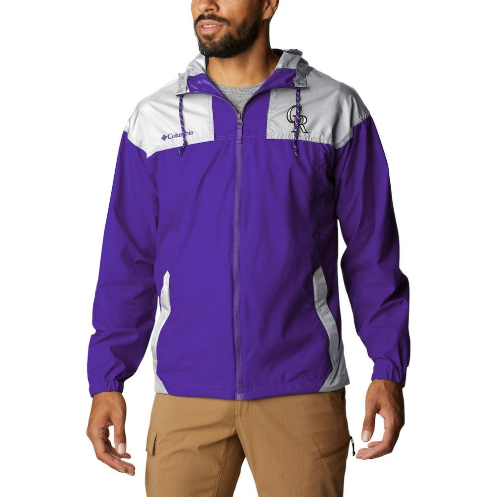 Colorado Rockies Columbia Omni-Shade Flash Challenger Full-Zip Windbreaker Jacket - Purple/White - Columbia Lifestyle