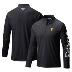 Pittsburgh Pirates Columbia Terminal Tackle Omni-Shade Raglan Quarter-Zip Pullover Top - Black - Columbia Sale