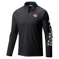 Cincinnati Reds Columbia Terminal Tackle Omni-Shade Raglan Quarter-Zip Pullover Top - Black - Columbia Sale