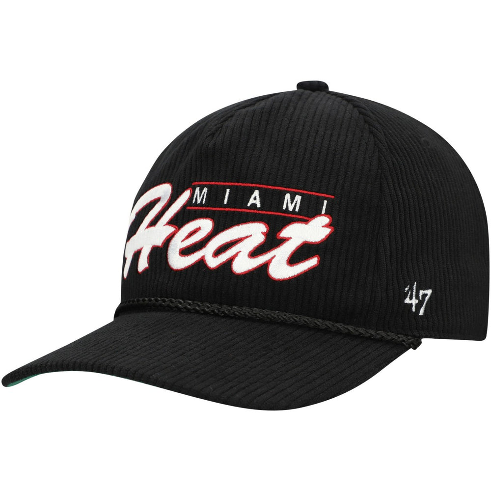 Miami Heat '47 Double Header Sidepatch Cord Hitch Adjustable Hat Black | 47 brand US