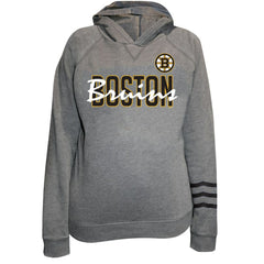 Boston Bruins Fanatics Women's Plus Size Lightweight Fleece Raglan Pullover Hoodie - Heather Gray - NHL 201302748