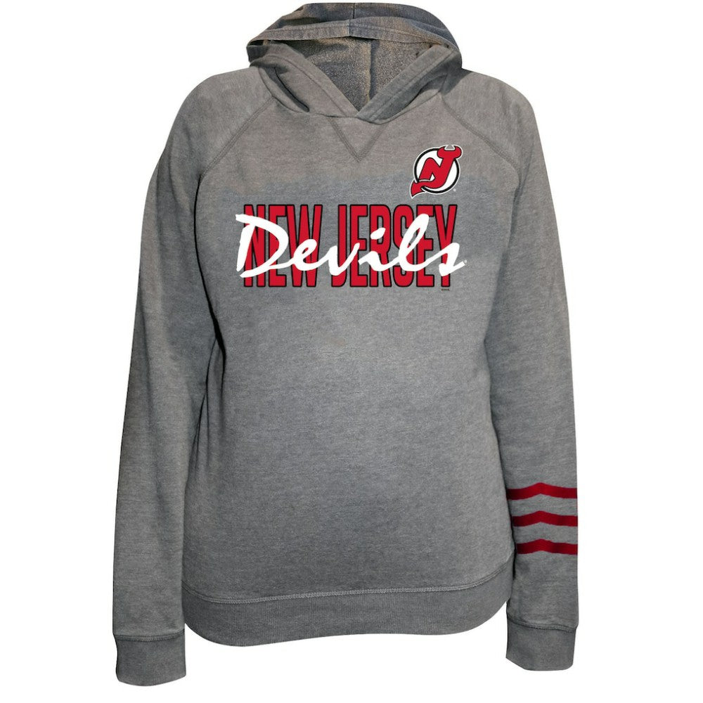 New Jersey Devils Fanatics Women's Plus Size Lightweight Fleece Raglan Pullover Hoodie - Heather Gray - NHL 201302750