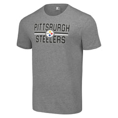 Pittsburgh Steelers Starter Team Mesh Print Graphic T-Shirt Heather Gray