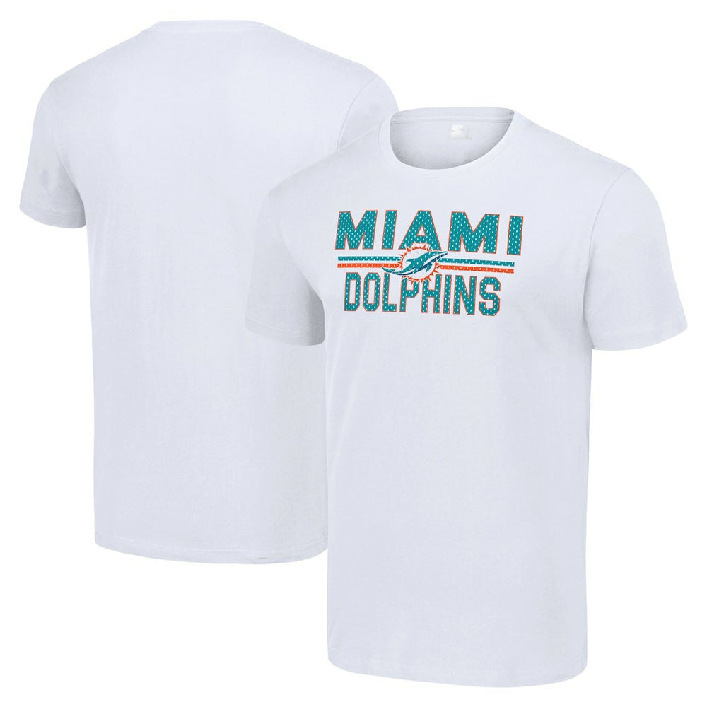 Miami Dolphins Starter Team Mesh Print Graphic T-Shirt White