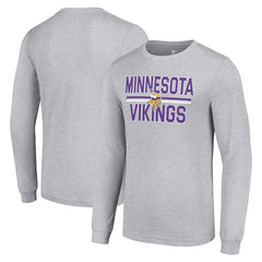Minnesota Vikings Starter Team Mesh Print Graphic Long Sleeve T-Shirt Heather Gray