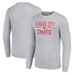 Kansas City Chiefs Starter Team Mesh Print Graphic Long Sleeve T-Shirt Heather Gray