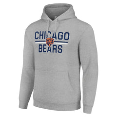 Chicago Bears Starter Unisex Team Mesh Print Graphic Tri-Blend Pullover Hoodie Heather Gray