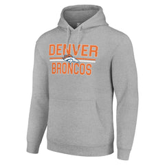 Denver Broncos Starter Unisex Team Mesh Print Graphic Tri-Blend Pullover Hoodie Heather Gray