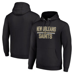 New Orleans Saints Starter Unisex Team Mesh Print Graphic Tri-Blend Pullover Hoodie Black