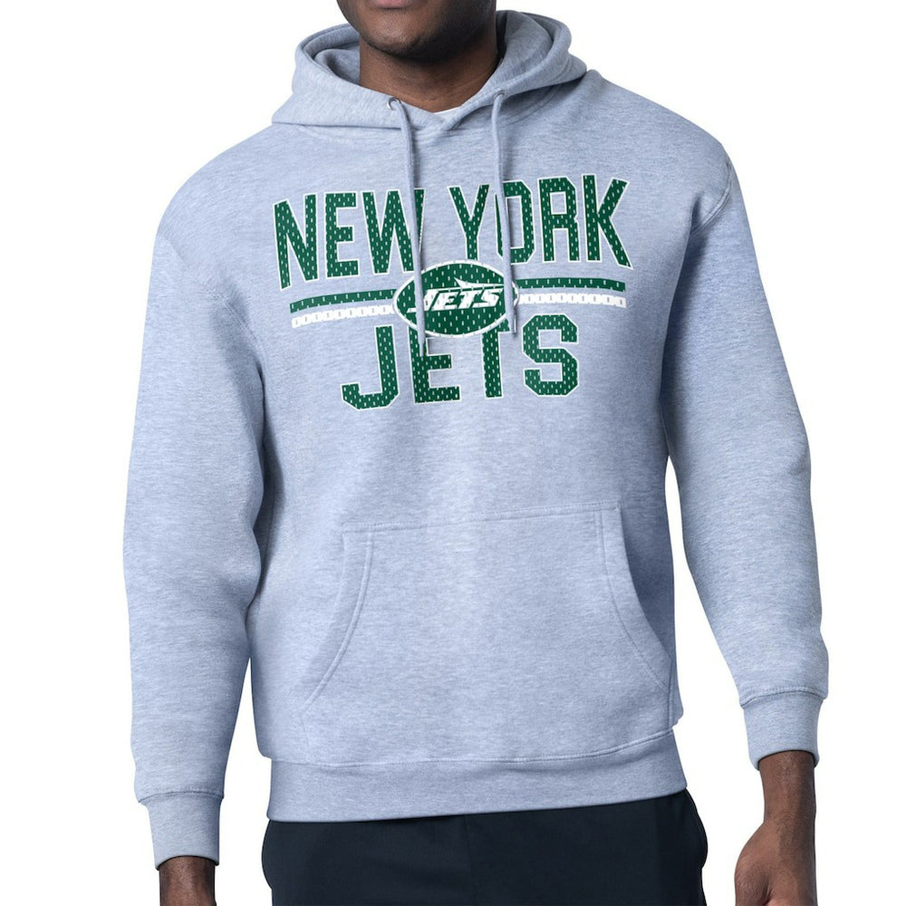 New York Jets Starter Unisex Team Mesh Print Graphic Tri-Blend Pullover Hoodie Heather Gray
