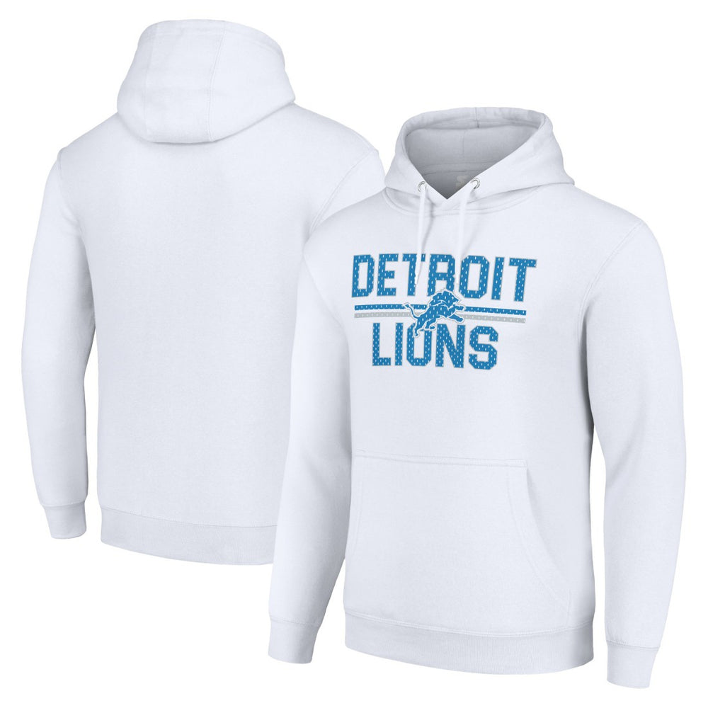 Detroit Lions Starter Unisex Team Mesh Print Graphic Tri-Blend Pullover Hoodie White
