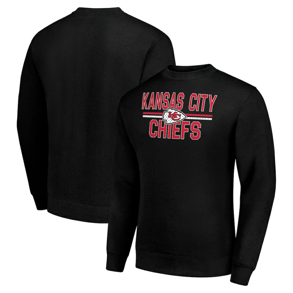 Kansas City Chiefs Starter Team Mesh Print Graphic Pullover Sweatshirt Black