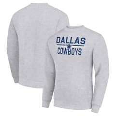 Dallas Cowboys Starter Team Mesh Print Graphic Pullover Sweatshirt Heather Gray