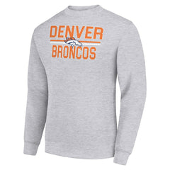 Denver Broncos Starter Team Mesh Print Graphic Pullover Sweatshirt Heather Gray