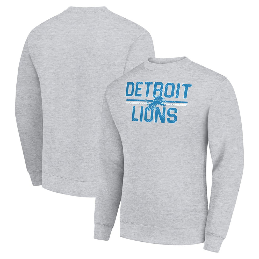 Detroit Lions Starter Team Mesh Print Graphic Pullover Sweatshirt Heather Gray