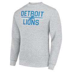 Detroit Lions Starter Team Mesh Print Graphic Pullover Sweatshirt Heather Gray