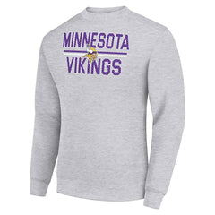 Minnesota Vikings Starter Team Mesh Print Graphic Pullover Sweatshirt Heather Gray