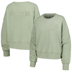 Pittsburgh Pirates Pro Standard Women's Neutral Oversized Boxy Cropped Pullover Sweatshirt - Green - MLB on Sale