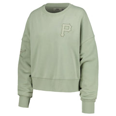 Pittsburgh Pirates Pro Standard Women's Neutral Oversized Boxy Cropped Pullover Sweatshirt - Green - MLB on Sale