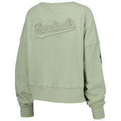 St. Louis Cardinals Pro Standard Women's Neutral Oversized Boxy Cropped Pullover Sweatshirt - Green - MLB Discount