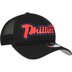 Philadelphia Phillies New Era Retro Bold A-Frame Trucker 9FORTY Adjustable Hat - Black - New Era Discount