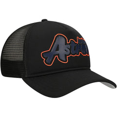 Houston Astros New Era Retro Bold A-Frame Trucker 9FORTY Adjustable Hat - Black - New Era Discount