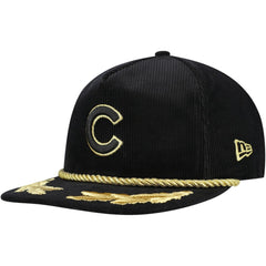 Chicago Cubs New Era Corduroy Filigree Golfer Adjustable Hat - Black - New Era Lifestyle
