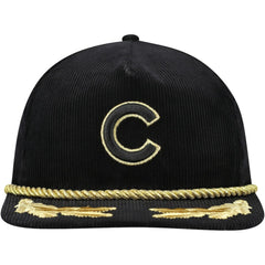 Chicago Cubs New Era Corduroy Filigree Golfer Adjustable Hat - Black - New Era Lifestyle