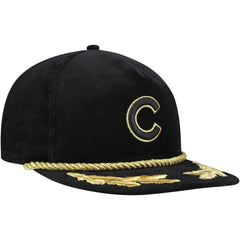 Chicago Cubs New Era Corduroy Filigree Golfer Adjustable Hat - Black - New Era Lifestyle