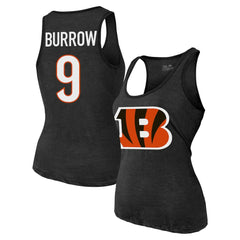 Joe Burrow Cincinnati Bengals Majestic Threads Women's Name & Number Tri-Blend Tank Top Black