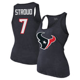 C.J. Stroud Houston Texans Majestic Threads Women's Name & Number Tri-Blend Tank Top Navy