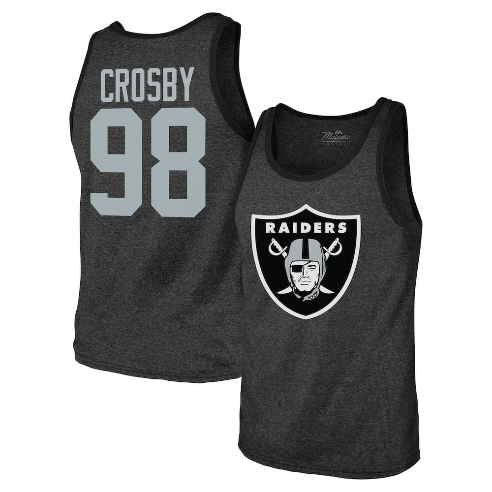 Maxx Crosby Las Vegas Raiders Majestic Threads Tri-Blend Player Name & Number Tank Top Black