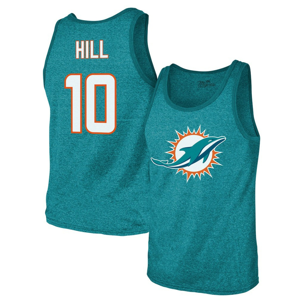 Tyreek Hill Miami Dolphins Majestic Threads Tri-Blend Player Name & Number Tank Top Aqua