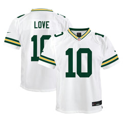 Nike Jordan Love Green Bay Packers Youth Game Jersey White