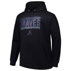 Atlanta Braves Stack Fleece Pullover Hoodie - Black - MLB Lifestyle