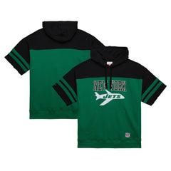 Mitchell & Ness New York Jets Off Field Vintage Logo Short Sleeve Pullover Hoodie Kelly Green