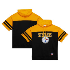 Mitchell & Ness Pittsburgh Steelers Off Field Vintage Logo Short Sleeve Pullover Hoodie Black