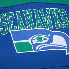 Mitchell & Ness Seattle Seahawks Off Field Vintage Logo Short Sleeve Pullover Hoodie Royal