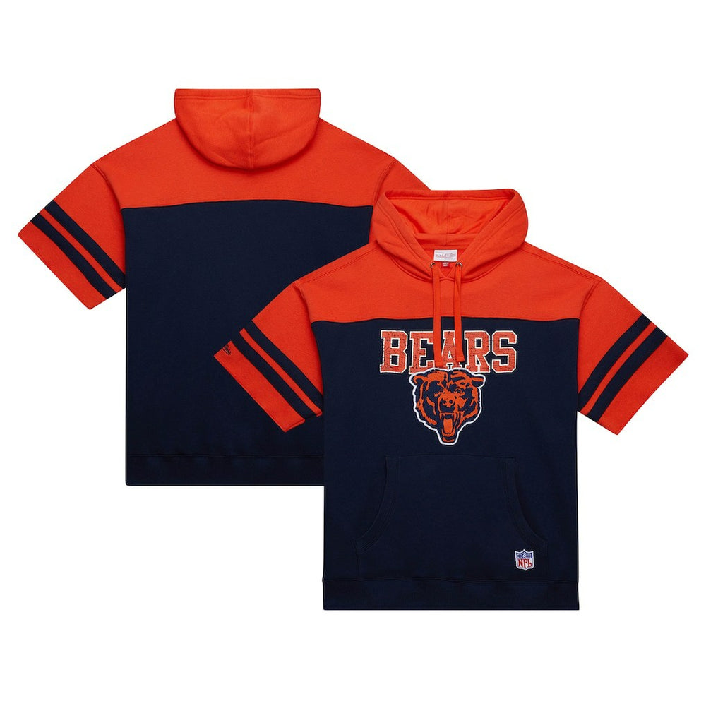 Mitchell & Ness Chicago Bears Off Field Vintage Logo Short Sleeve Pullover Hoodie Navy