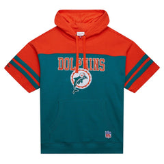 Mitchell & Ness Miami Dolphins Off Field Vintage Logo Short Sleeve Pullover Hoodie Aqua
