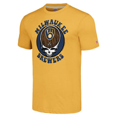 Milwaukee Brewers Homage Grateful Dead Tri-Blend T-Shirt - Gold - MLB on Sale