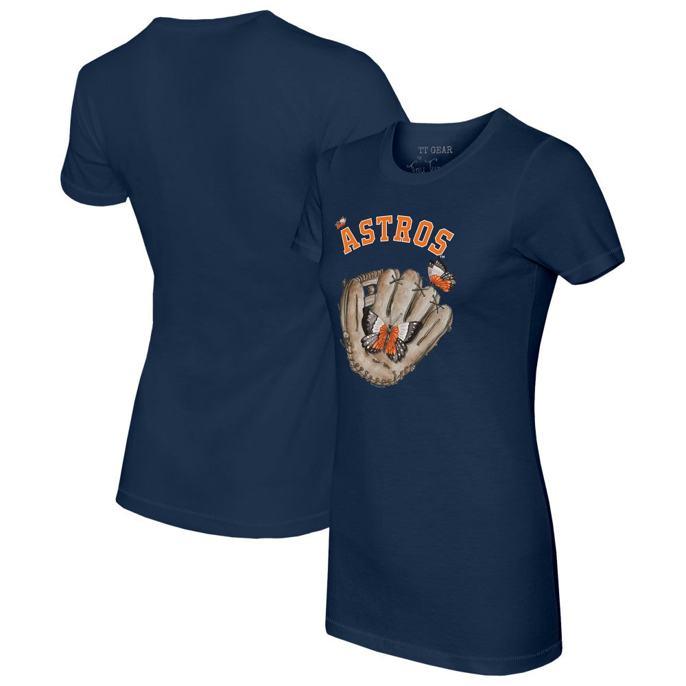 Houston Astros Tiny Turnip Women's Butterfly Glove T-Shirt - Navy - MLB Lifestyle