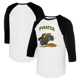 Pittsburgh Pirates Tiny Turnip Unisex Monster Truck 3/4-Sleeve Raglan T-Shirt - White/Black - MLB Lifestyle