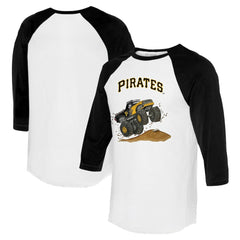 Pittsburgh Pirates Tiny Turnip Unisex Monster Truck 3/4-Sleeve Raglan T-Shirt - White/Black - MLB Lifestyle