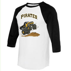Pittsburgh Pirates Tiny Turnip Unisex Monster Truck 3/4-Sleeve Raglan T-Shirt - White/Black - MLB Lifestyle