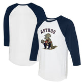 Houston Astros Tiny Turnip Unisex Triceratops 3/4-Sleeve Raglan T-Shirt - White/Navy - MLB Lifestyle