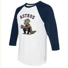 Houston Astros Tiny Turnip Unisex Triceratops 3/4-Sleeve Raglan T-Shirt - White/Navy - MLB Lifestyle