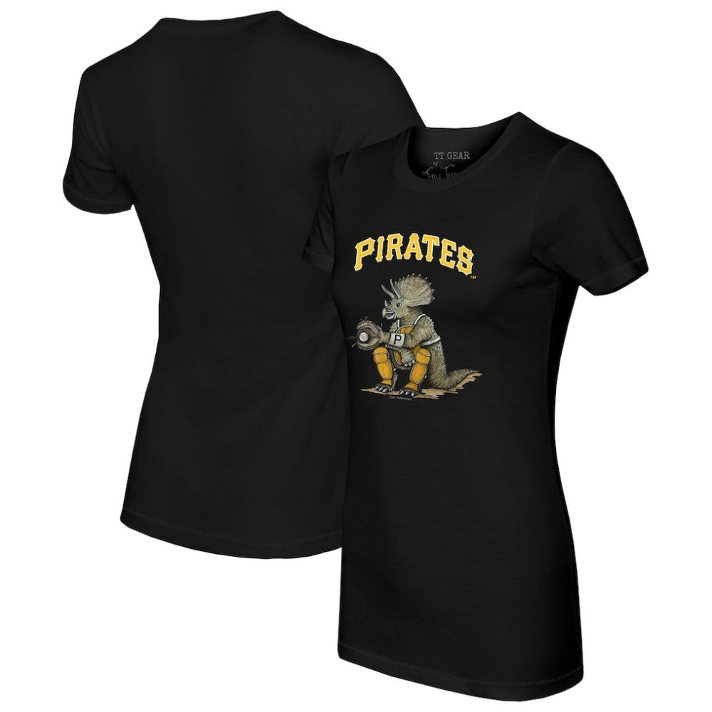 Pittsburgh Pirates Tiny Turnip Women's Triceratops T-Shirt - Black - MLB Sale